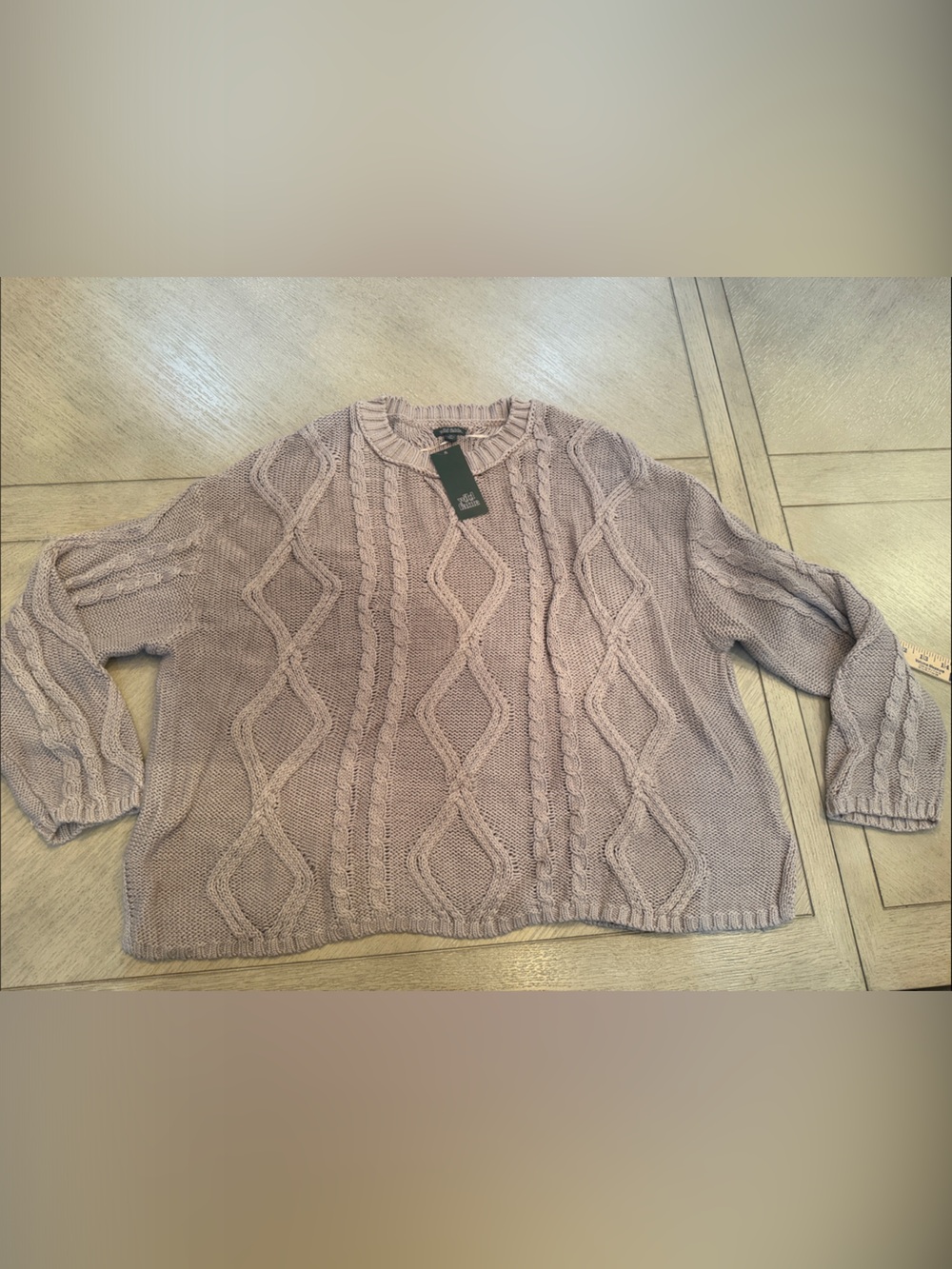 NWT Wild Fable Grey 100% Cotton Cable Knit Crewneck Sweater, size XXL